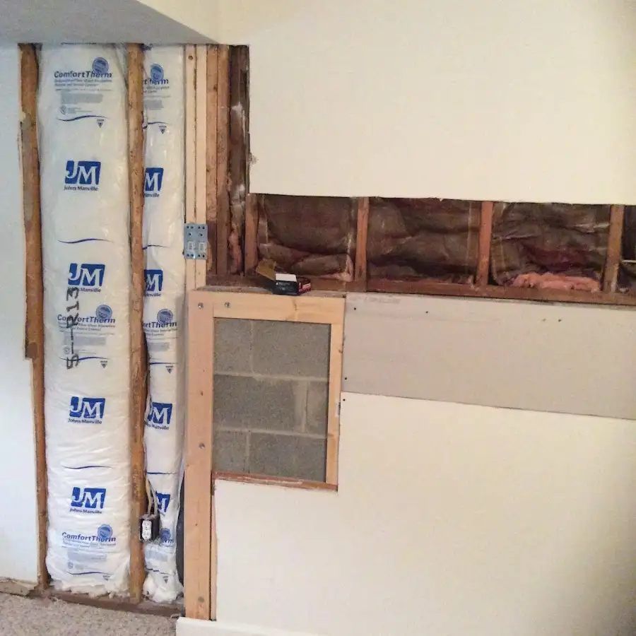 Wall insulation replacement during Basement Flood Cleanup in Graham